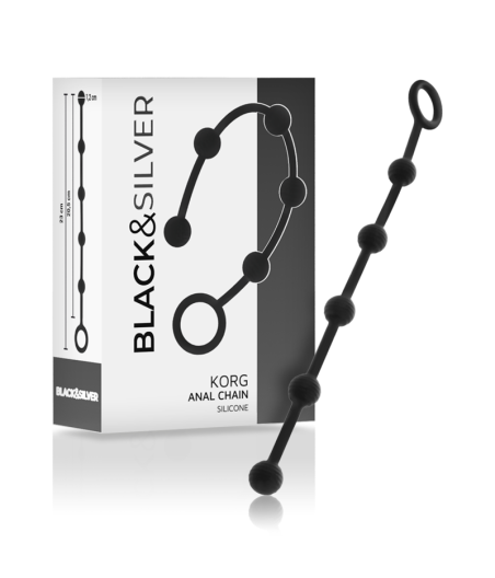 BLACK&SILVER - KORG ANAL ROSARY SILICONE INITIATION 21 CM