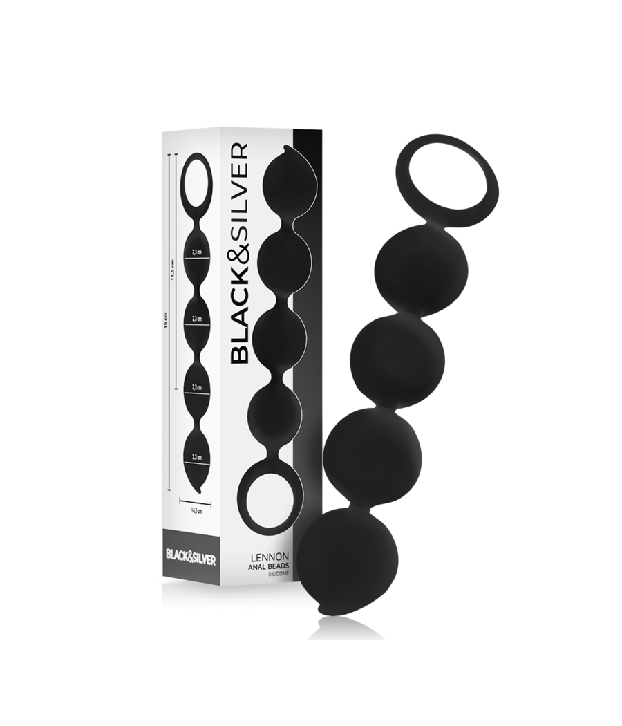 BLACK&SILVER - ROSÁRIO ANAL LENNON 4 ESFERAS DE SILICONE 15 CM