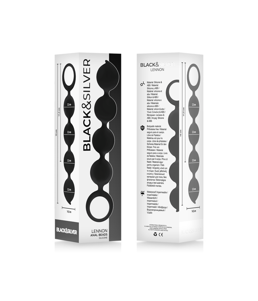 BLACK&SILVER - ROSÁRIO ANAL LENNON 4 ESFERAS DE SILICONE 15 CM
