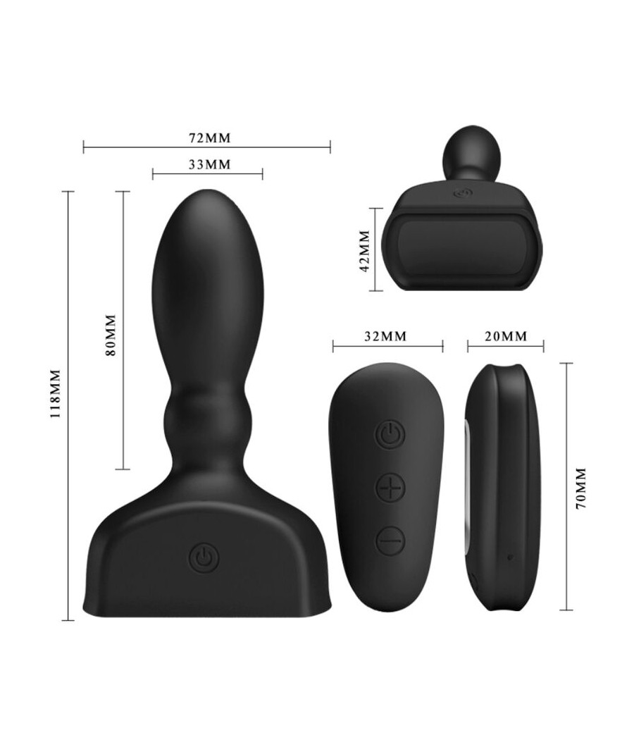 MR PLAY - PLUG ANAL HINCHABLE NEGRO CONTROL REMOTO