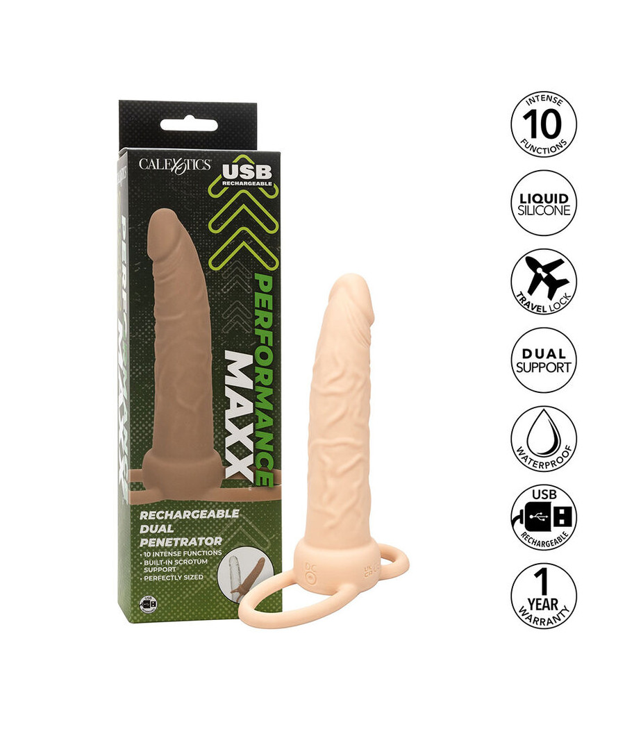 CALEXOTICS - PERFORMANCE MAXX DOBLE PENETRADOR RECARGABLE PIEL CLARO