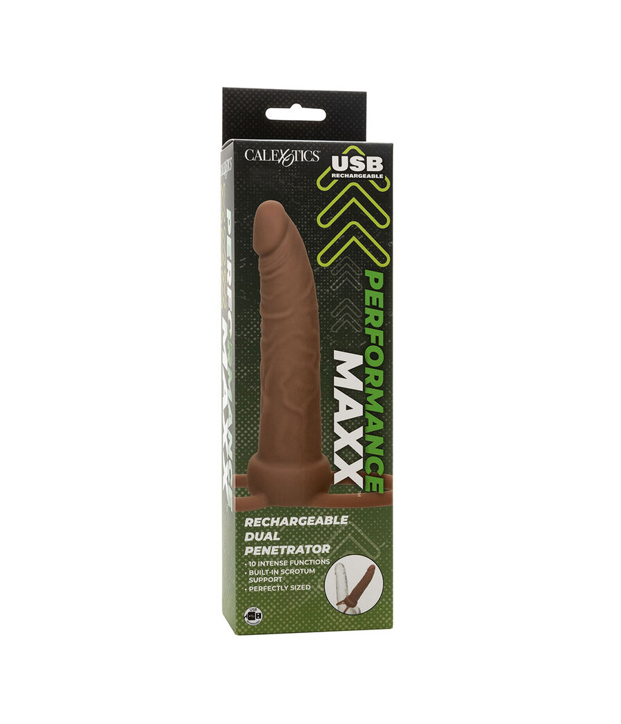 CALEXOTICS - PERFORMANCE MAXX RECHARGABLE DUAL PENETRATOR BROWN SKIN