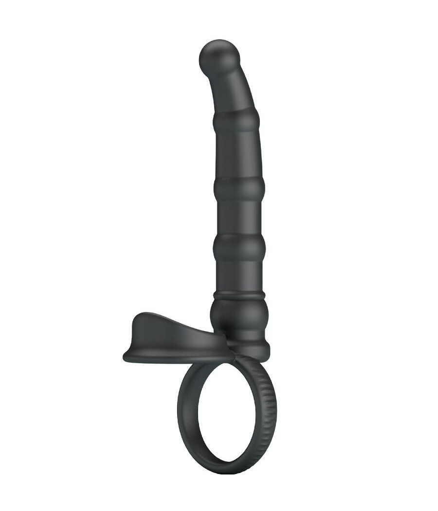 PRETTY LOVE - TATUM VIBRATING PENIS RING WITH PLUG 10 VIBRATIONS BLACK