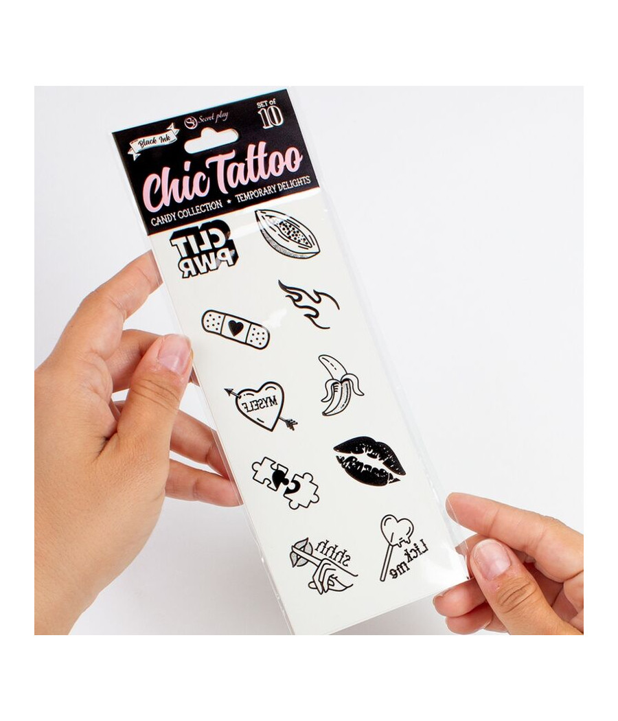SECRET PLAY - SET OF 10 CANDY COLLECTION TEMPORARY TATTOOS