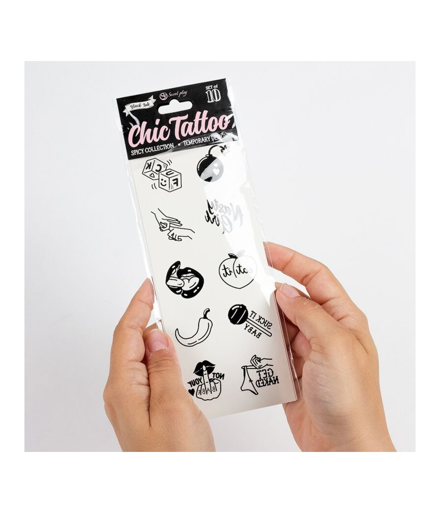 SECRET PLAY - SET DI 10 TATUAGGI TEMPORANEI DELLA COLLEZIONE SPICY