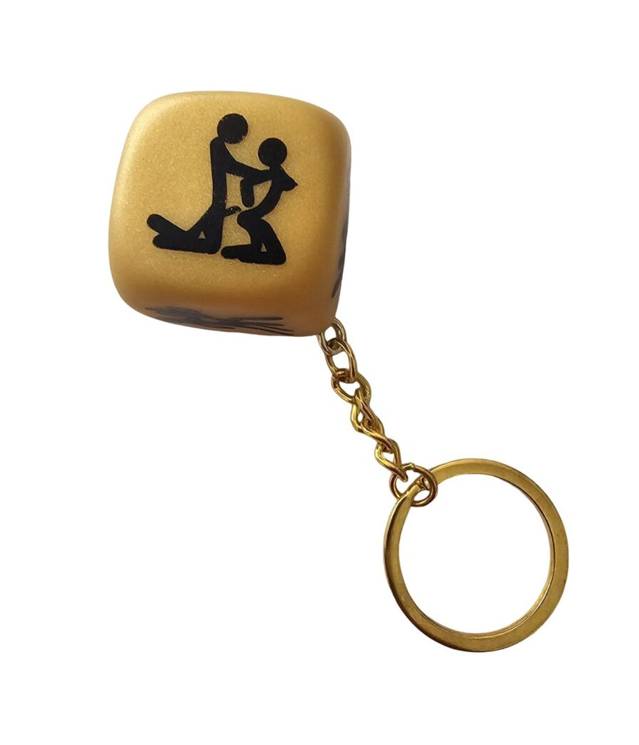 DIABLO PICANTE - CHAVEIRO DADO DOURADO COM POSES
