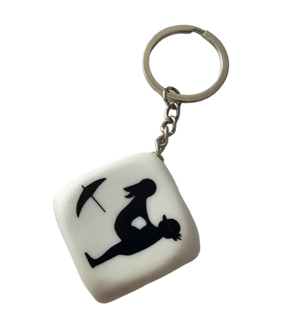 DIABLO PICANTE - PORTE-CLÉS DÉS BLANC AVEC POSES