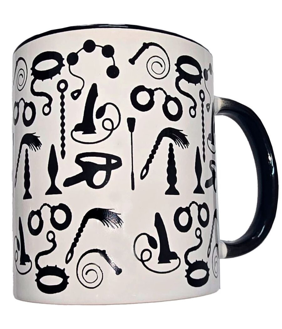 DIABLO PICANTE - WHITE BONDAGE MUG WITH BLACK HANDLE 370 ML