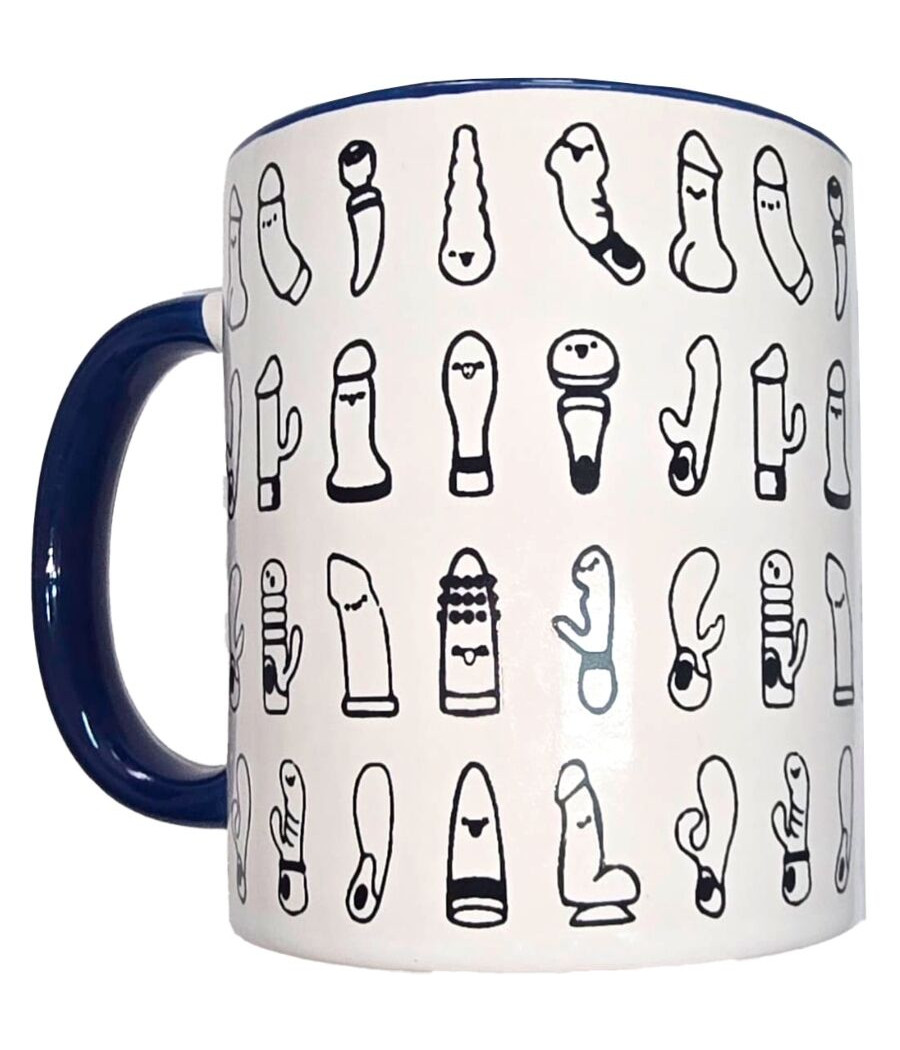 DIABLO PICANTE - WHITE VIBRATORS MUG WITH BLUE HANDLE 370 ML