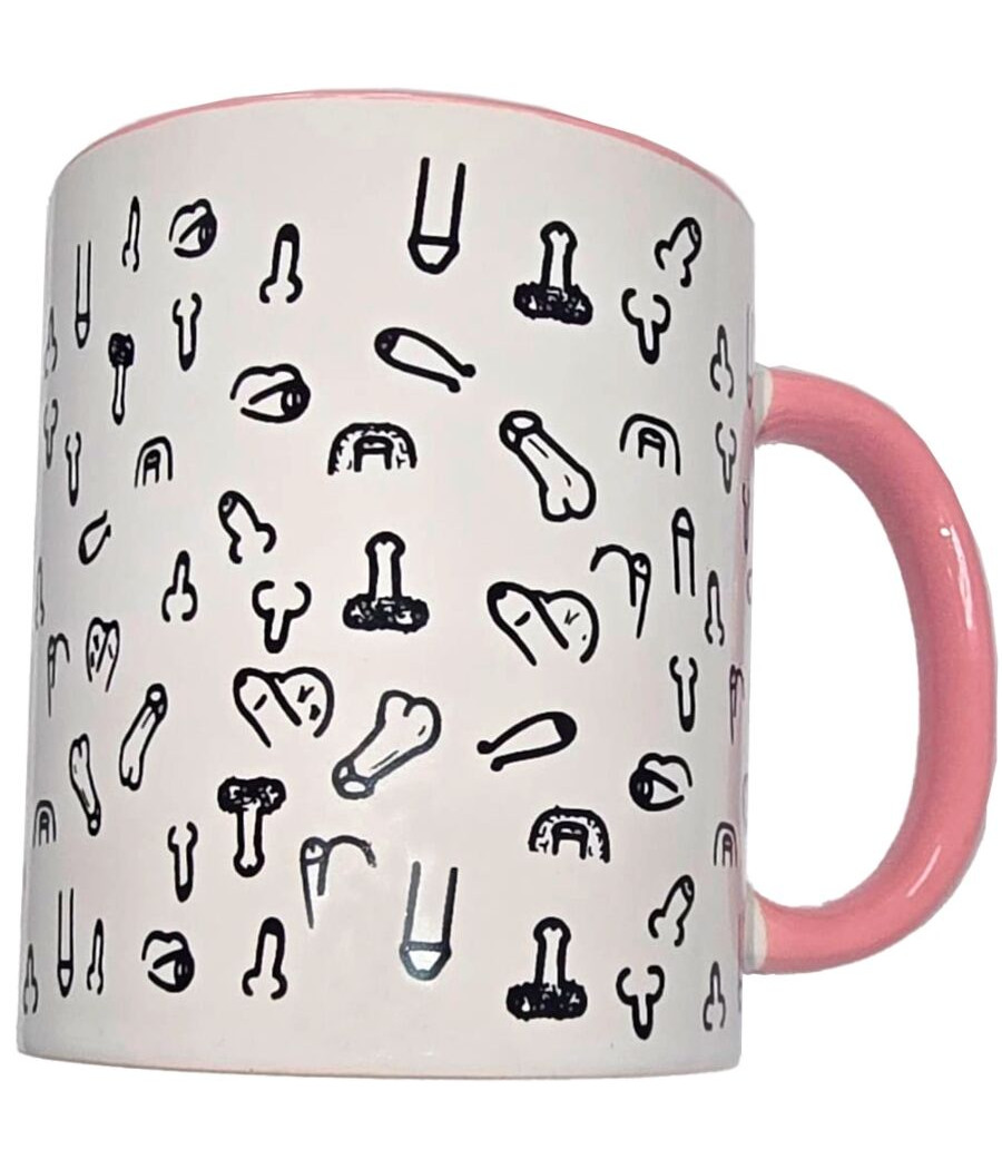 DIABLO PICANTE - TASSE PÉNIS BLANC AVEC ANSE ROSE 370 M