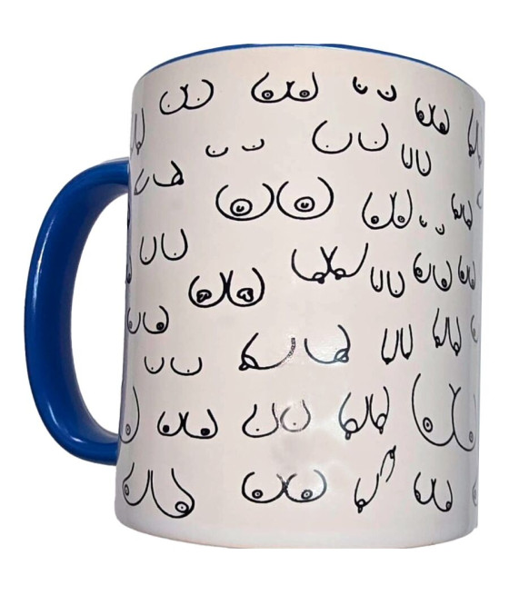 DIABLO PICANTE - TAZZA TETTE BIANCHE CON MANICO BLU 370 ML