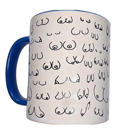 DIABLO PICANTE - WEISSE TITTEN-TASSE MIT BLAUEM HENKEL 370 ML