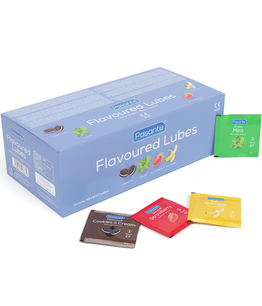 PASANTE - BOÎTE DE LUBRIFIANTS AROMATISÉS 144 UNITÉS 5 ML