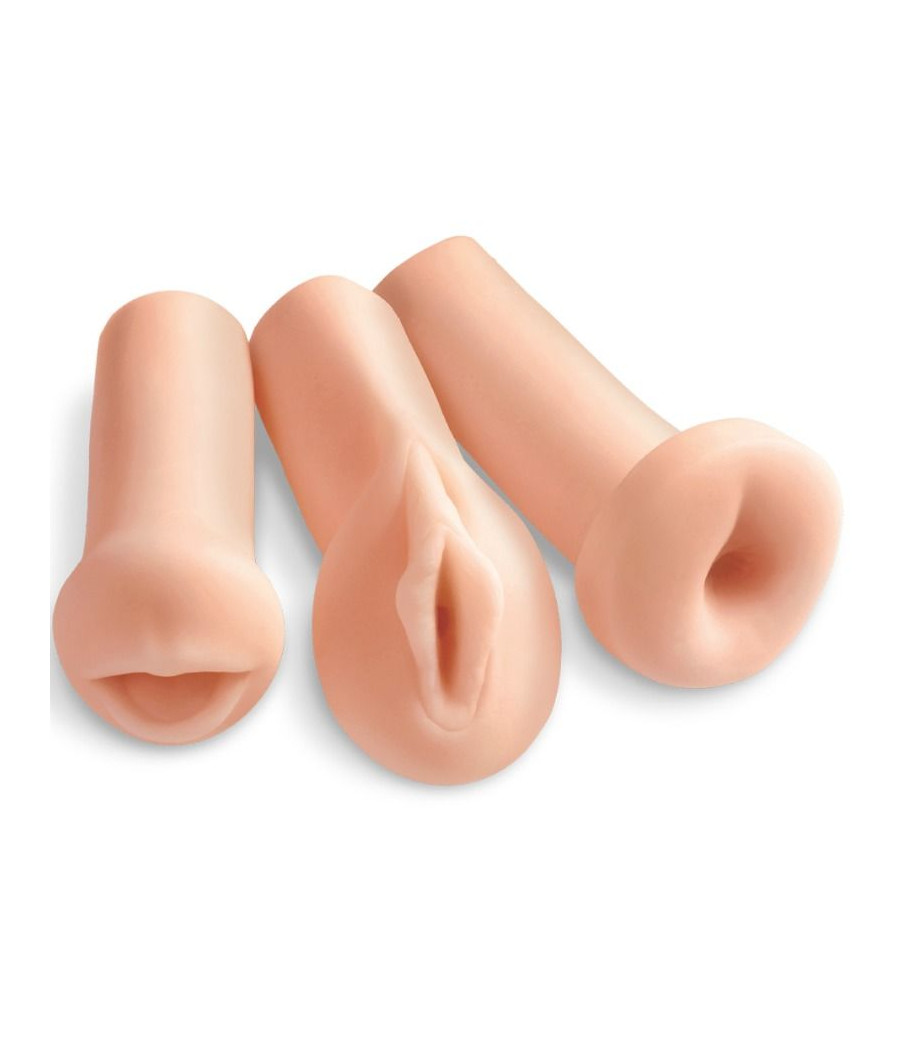 KIT 3 MASTURBADORES REALISTAS BOCA, VAGINA Y ANO FANTA FLESH
