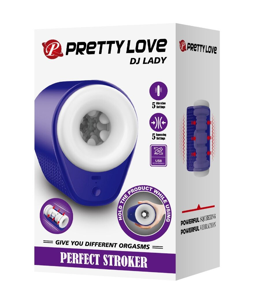 PRETTY LOVE - MASTURBATEUR POUR HOMME DJ LADY AVEC VIBRATION 5 RÉGLAGES VIOLET
