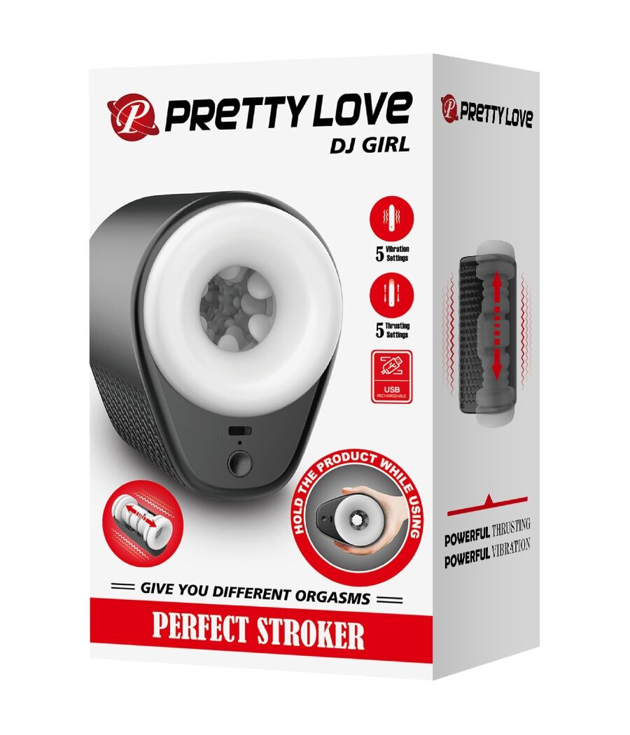 PRETTY LOVE - DJ GIRL MASTURBADOR MASCULINO CON VIBRACIÓN 5 CONFIGURACIONES NEGRO