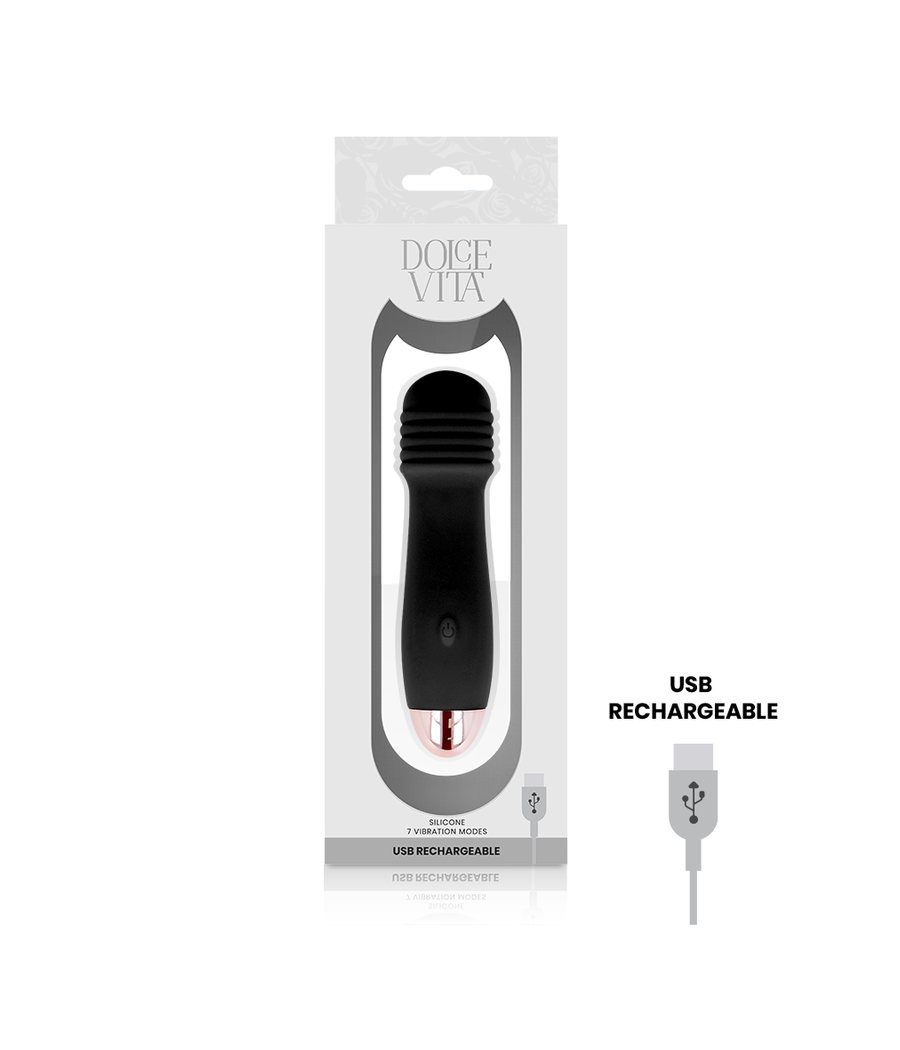 DOLCE VITA - RECHARGEABLE VIBRATOR THREE BLACK 7 SPEED