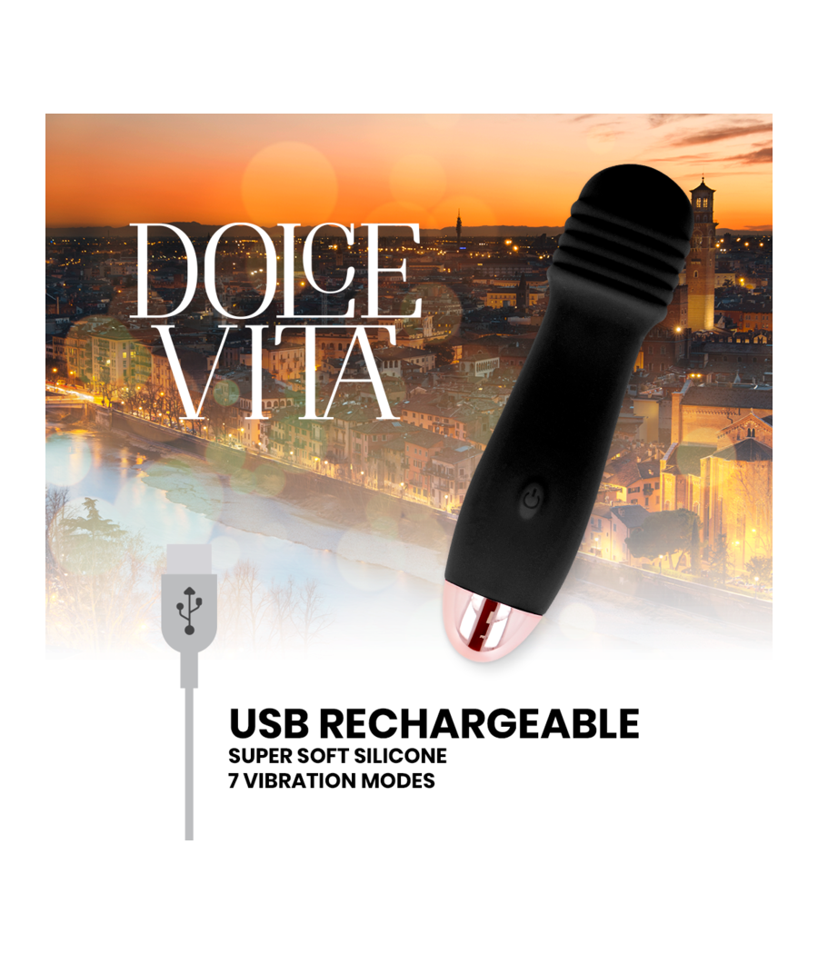 DOLCE VITA - VIBRATEUR RECHARGEABLE TROIS NOIR 7 VITESSES