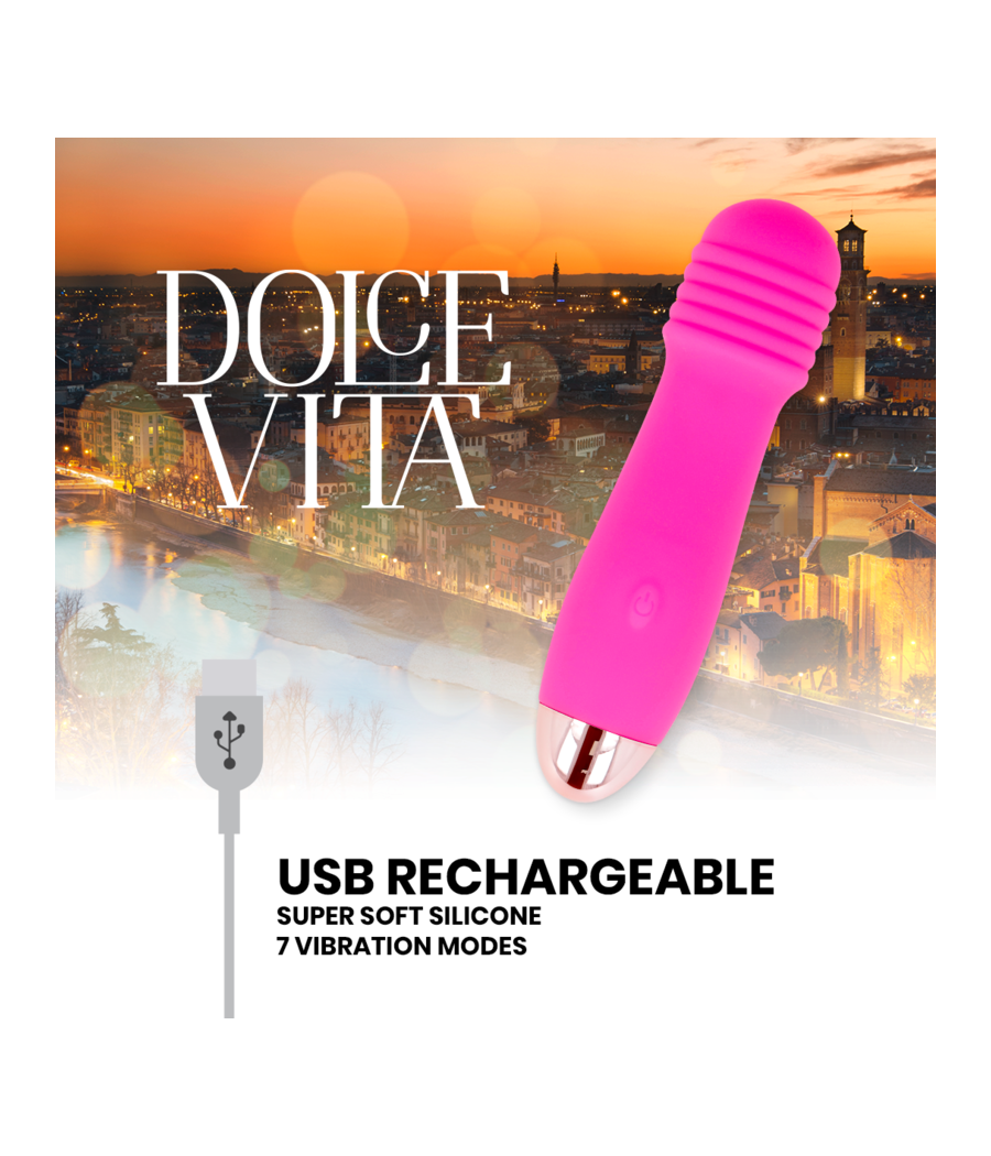 DOLCE VITA - RECHARGEABLE VIBRATOR THREE PINK 7 SPEEDS