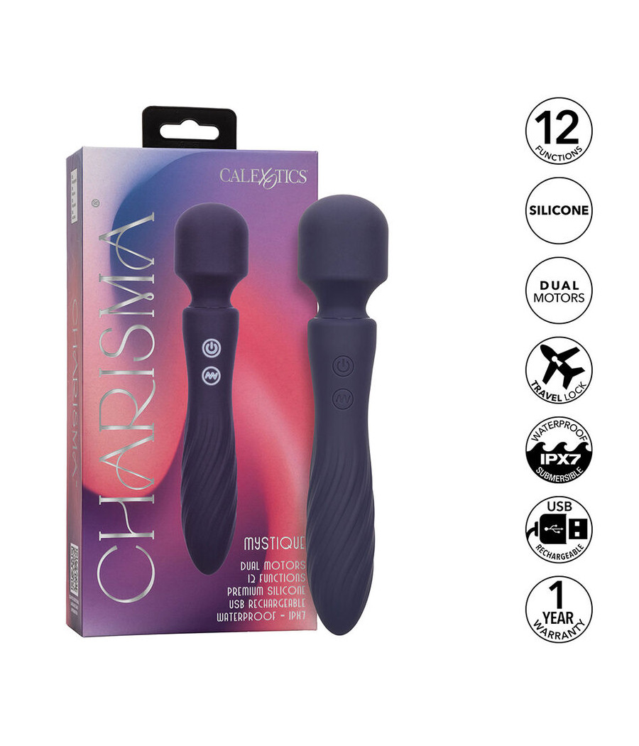 CALEXOTICS - CHARISMA MYSTIQUE MASSEUR DOUBLE MOTEURS 12 FONCTIONS 20,5 CM X 4,5 CM VIOLET