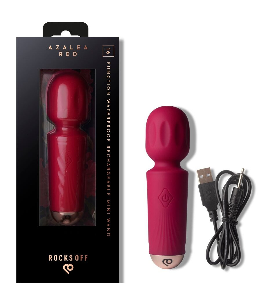 ROCKS-OFF - MINI RECHARGEABLE WAND 16 FUNCTIONS AZALEA RED