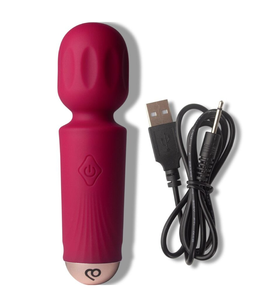 ROCKS-OFF - MINI BAGUETTE RECHARGEABLE 16 FONCTIONS ROUGE AZALÉE