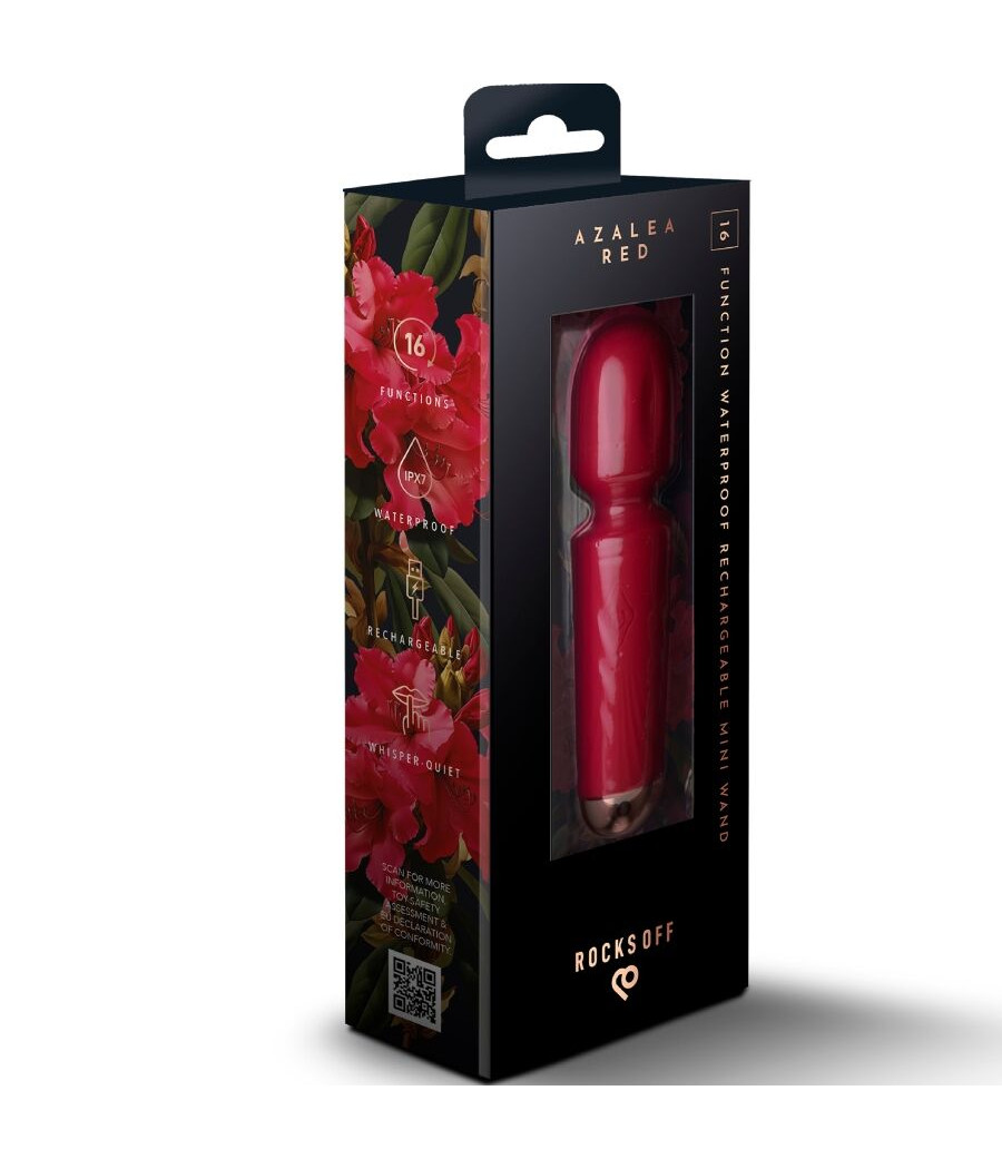 ROCKS-OFF - MINI RECHARGEABLE WAND 16 FUNCTIONS AZALEA RED