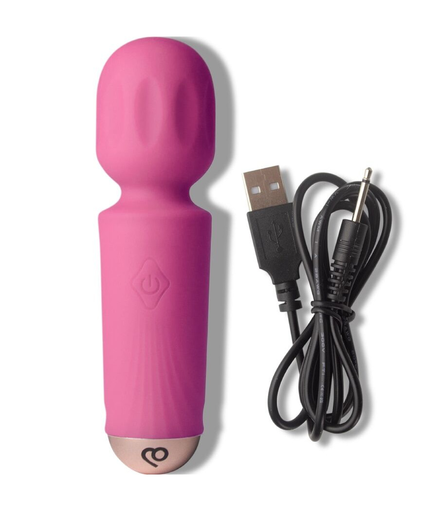 ROCKS-OFF - MINI BAGUETTE RECHARGEABLE 16 FONCTIONS ROSE PIVOINE