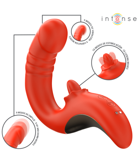 INTENSE - PAULINA VIBRATOR AND STIMULATOR IN U SHAPE RED