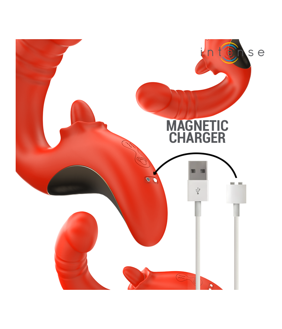 INTENSE - VIBRATEUR ET STIMULATEUR PAULINA EN FORME DE U ROUGE
