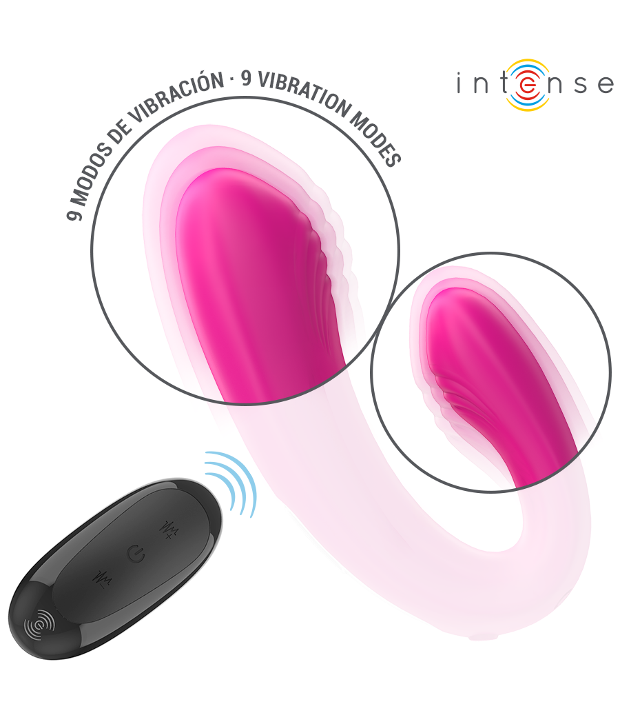 INTENSE - JANET ESTIMULADOR Y VIBRADOR DUAL EN FORMA DE U CON CONTROL REMOTO ROSA