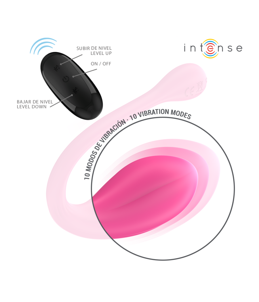 INTENSE - JANICE U VIBRATORE DOPPIA STIMOLAZIONE 10 VIBRAZIONI ROSA TELECOMANDO