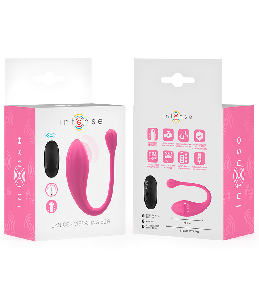 INTENSE - JANICE U VIBRATORE DOPPIA STIMOLAZIONE 10 VIBRAZIONI ROSA TELECOMANDO