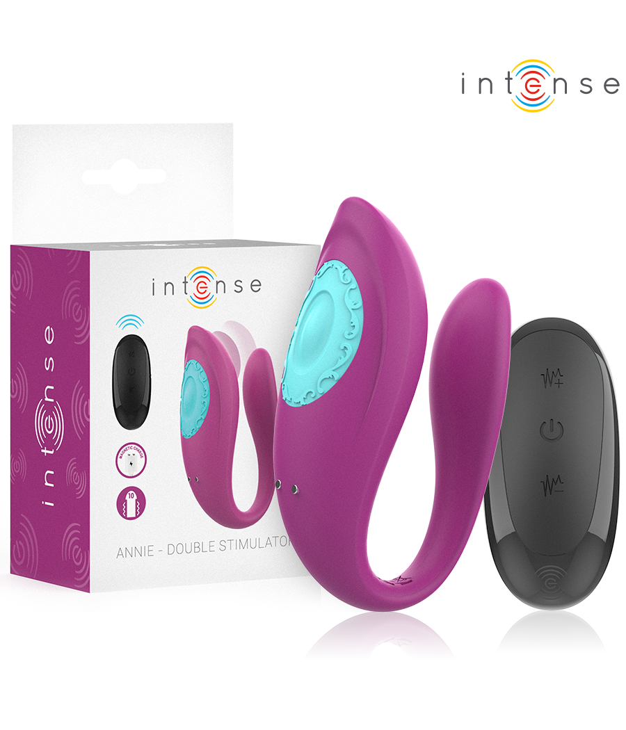 INTENSE - ANNIE VIBRADOR E ESTIMULADOR EM FORMA DE U ROXO CONTROLE REMOTO
