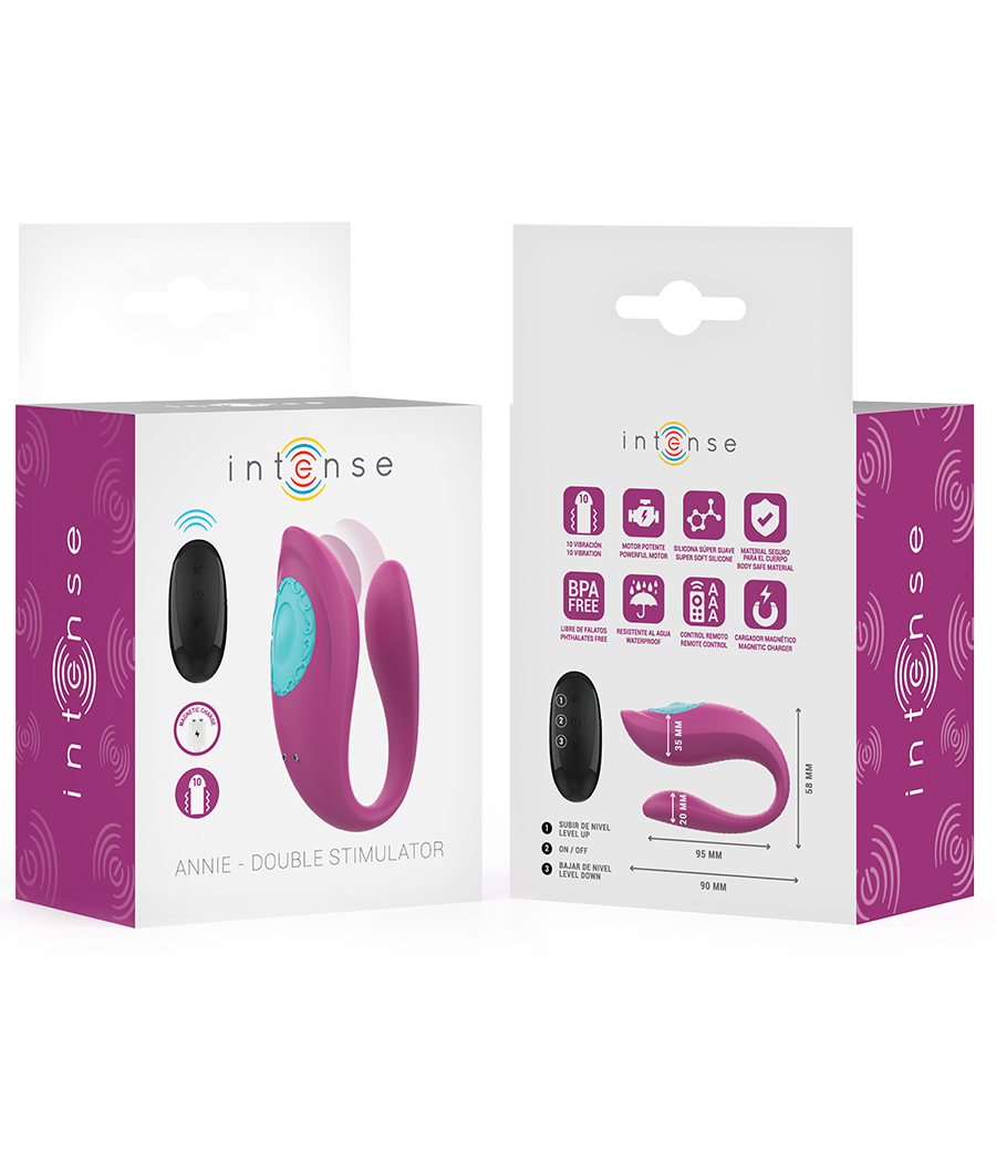 INTENSE - ANNIE ESTIMULADOR & VIBRADOR FORMA DE U MORADO CONTROL REMOTO
