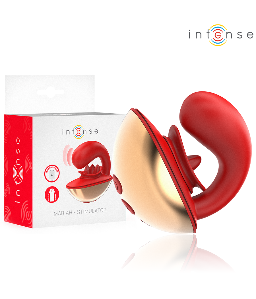 INTENSE - MARIAH VIBRATOR & STIMULATOR IN U SHAPE 10 VIBRATIONS RED
