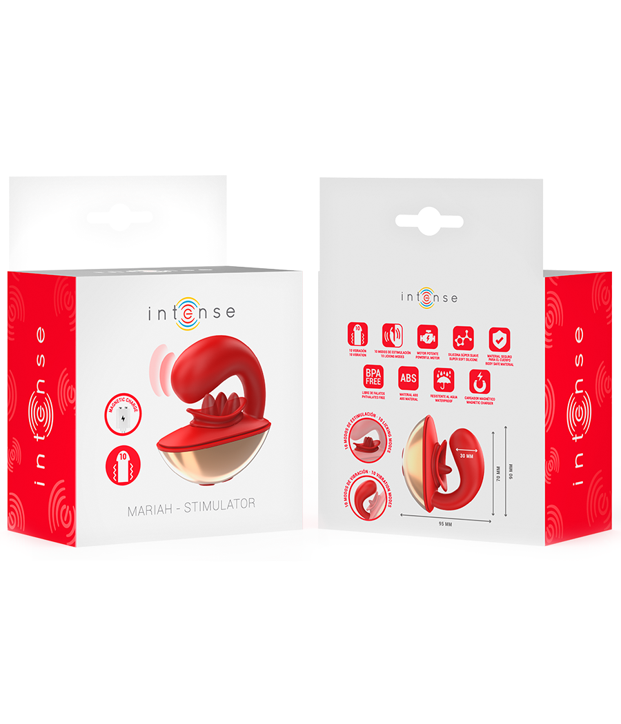 INTENSE - VIBRADOR E ESTIMULADOR MARIAH EM FORMATO U 10 VIBRAÇÕES VERMELHO