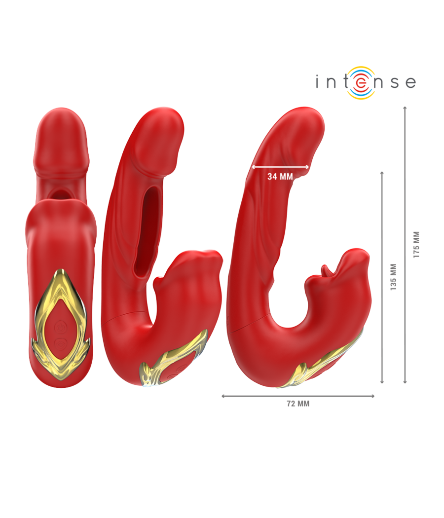 INTENSE - NATHY VIBRADOR DOBLE CON BOCA ESTIMULADORA MULTIFUNCIÓN ROJO