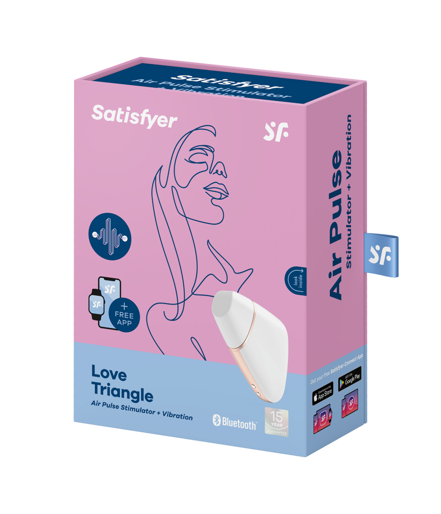 SATISFYER - STIMULATEUR ET VIBRATEUR AIR LOVE TRIANGLE BLANC