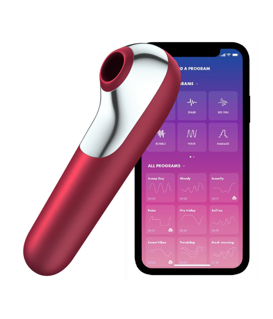 SATISFYER - VIBRATORE E VENTOSA DUAL LOVE CON ARIA PULSATA ROSSO