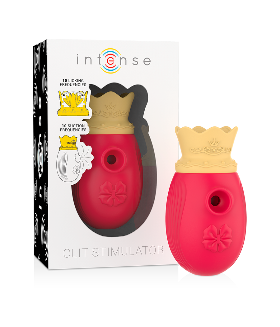 INTENSE - STIMOLATORE CLITORIDEO 10 MODALITÀ DI ASPIRAZIONE E LECCATURA - ROSSO