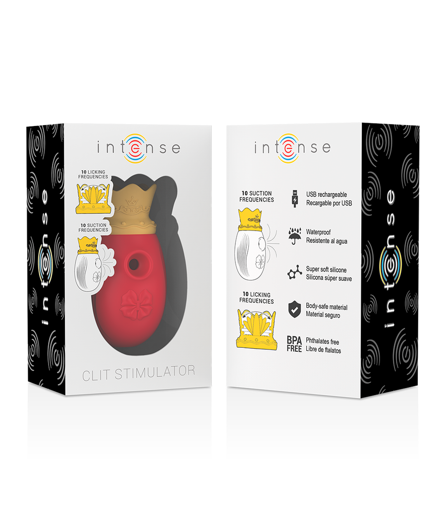 INTENSE - STIMULATEUR CLITORIS 10 MODES D'ASPIRATION ET DE LÉCHAGE - ROUGE