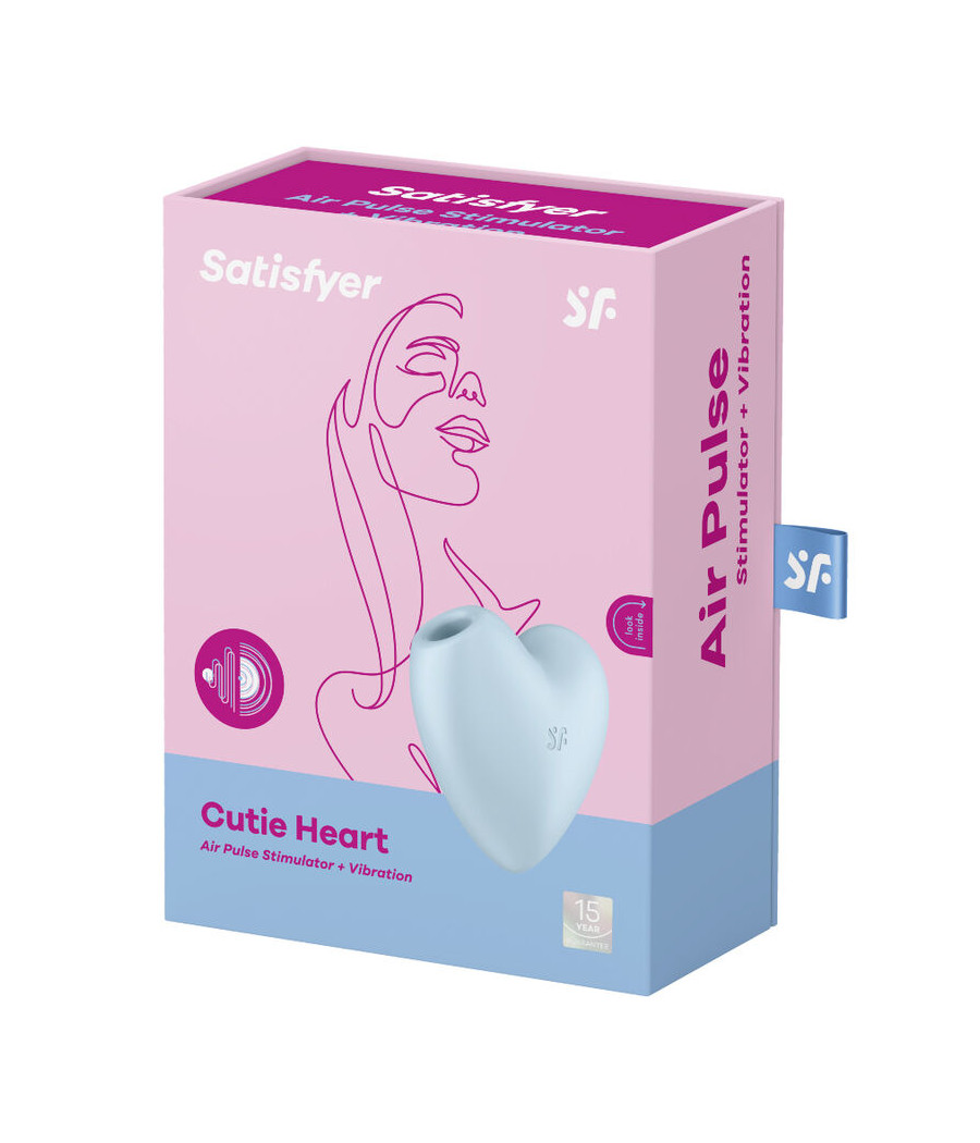 SATISFYER - CUTIE HEART ESTIMULADOR DE PULSO E VIBRADOR DE AR AZUL