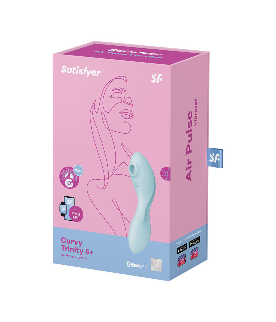 SATISFYER - APPLICATION STIMULATEUR ET VIBRATEUR CURVY TRINITY 5 BLEU