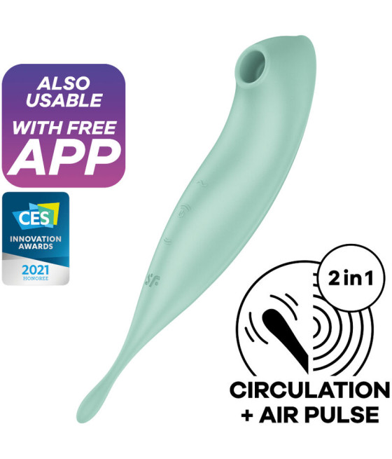 SATISFYER - APPLICATION DE STIMULATEUR ET VIBRATEUR TWIRLING PRO+ VERT