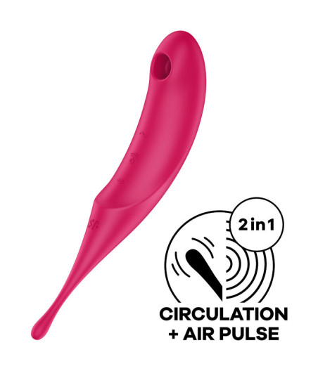 SATISFYER - STIMULATEUR ET VIBRATEUR TWIRLING PRO AIR PULSE ROUGE