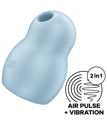 SATISFYER - STIMULATEUR ET VIBRATEUR DOUBLE AIR PULSE PRO TO GO 1 BLEU