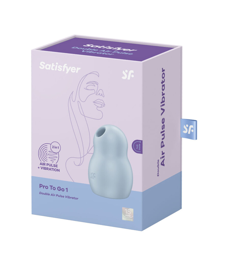 SATISFYER - PRO TO GO 1 ESTIMULADOR Y VIBRADOR DOBLE AZUL