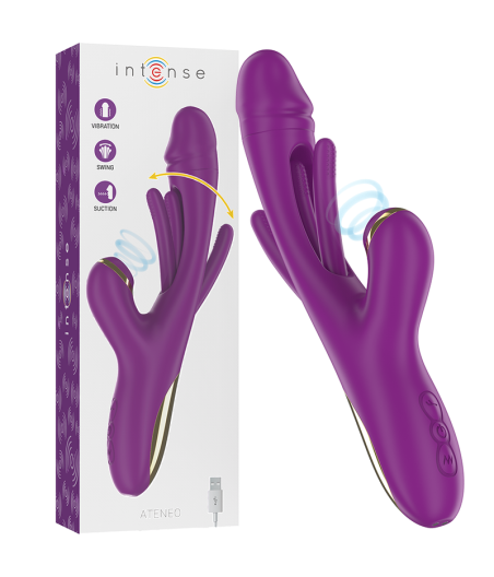 INTENSE - ATENEO RECHARGEABLE MULTIFUNCTION VIBRATOR 7 VIBRATIONS WITH OSCILLATING TONGUE AND PURPLE SUCTION