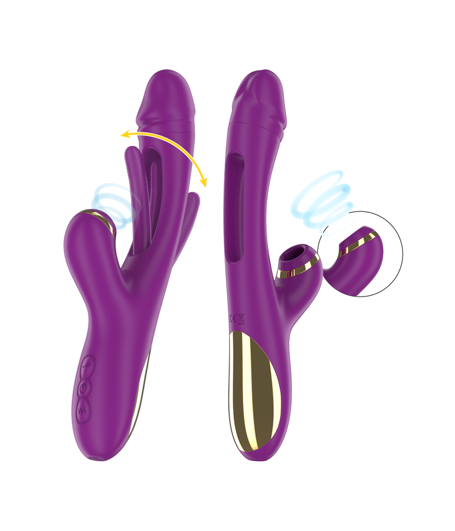 INTENSE - ATENEO VIBRATORE MULTIFUNZIONE RICARICABILE 7 VIBRAZIONI CON LINGUA OSCILLANTE E ASPIRAZIONE VIOLA